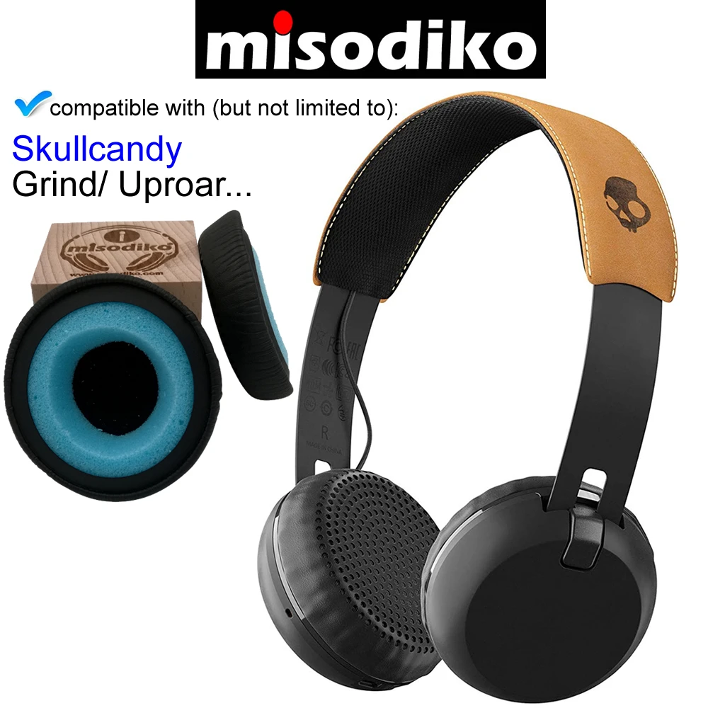 

misodiko Replacement Cushions Ear Pads for Skullcandy Grind/ Uproar On-Ear Headphones, Repair Parts Earmuff Earpads Pillow Cover