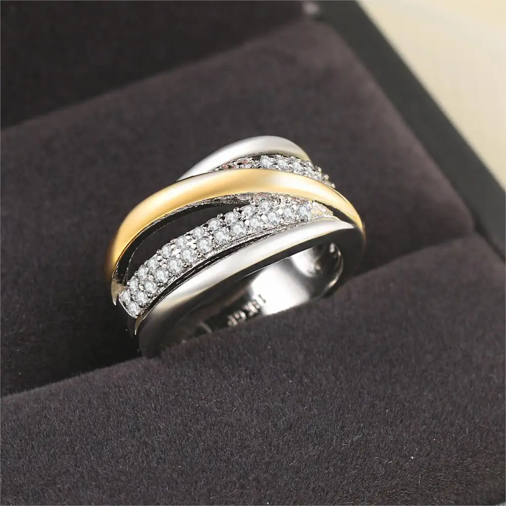 ZHOUYANG кольца для женщин и мужчин, дизайн, два цвета, покрытие из белого, желтого золота, модное ювелирное изделие, подарок для любимой R846
