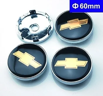 

4pcs 60mm Car Emblem Badge Wheel Hub Caps Centre Cover Black for Chevrolet Cruze Silverado Volt