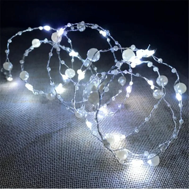 Белый 10 м 100Led бусины медная проволока лампы жемчужные огни гирлянда книжный шкаф светильники Гостиная Свадебная вечеринка украшения сада - Испускаемый цвет: Белый