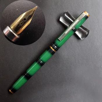 

Old Stock YL Fountain Pen Bamboo Shape Metal Ink Pen Aerometric Filler Fine Nib Silver Clip Office school supplies Writing
