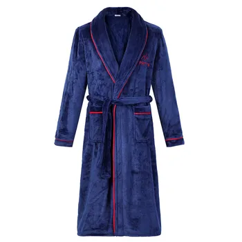 

Men Kimono Bathrobe Gown Nightgown Autumn Winter Thicken Robe Warm Flannel Male Nightwear Intimate Lingerie Plus Size Homewear