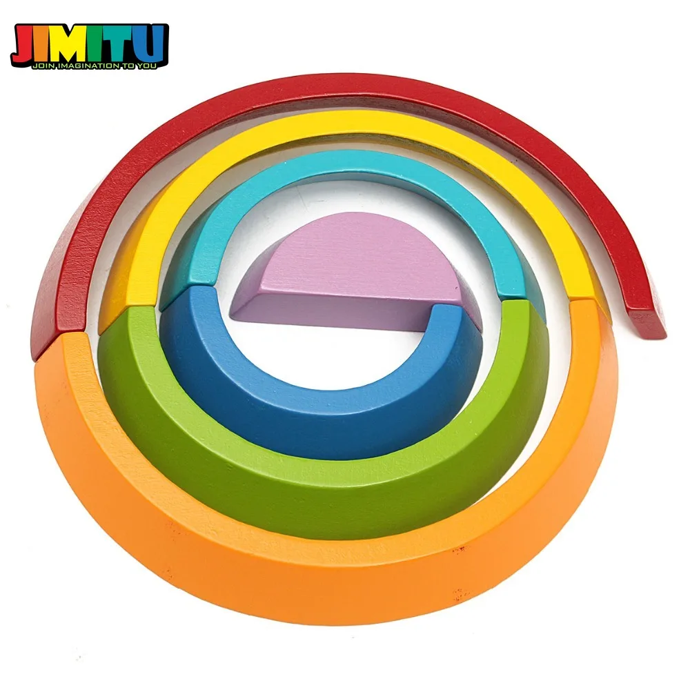 JIMITU 1 шт. радужные деревянные блоки для детей, Игрушки для раннего образования, развивающие игрушки для детей, игровой набор