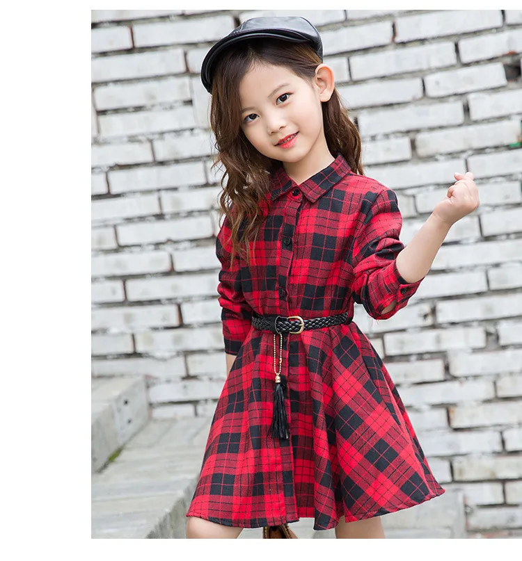 Teen Casual Girl Dresses  Fashion Plaid Letter Kids Long Sleeve Clothes Spring Autumn Children Dress For Girls 3 to 13 Years (11)