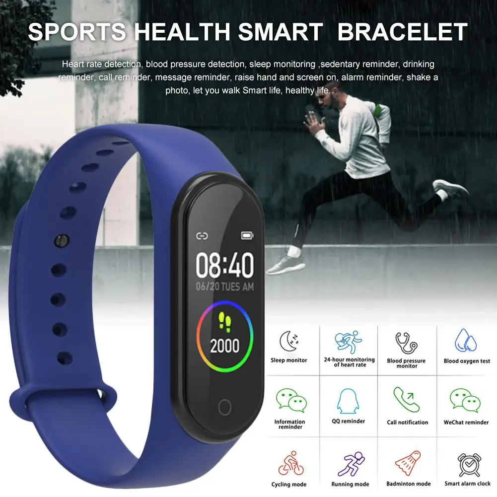 M4 Smartband цветной экран Мониторинг сна умный Браслет напоминание о звонке многоспортивный Режим водонепроницаемые Bluetooth Смарт часы