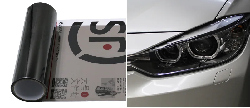 Автомобильный тонировочный головной светильник задняя фара туман светильник Тонировочная виниловая пленка наклейки на авто светильник пленка 4 цвета 30 см x 200 см автомобильный Стайлинг - Цвет: Light black