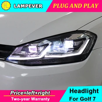 

Car Styling Head Lamp for V"W Golf7 Headlights Golf 7 MK7 2013-2017 LED Headlight white line DRL Lens Double Beam Bi-Xenon HID