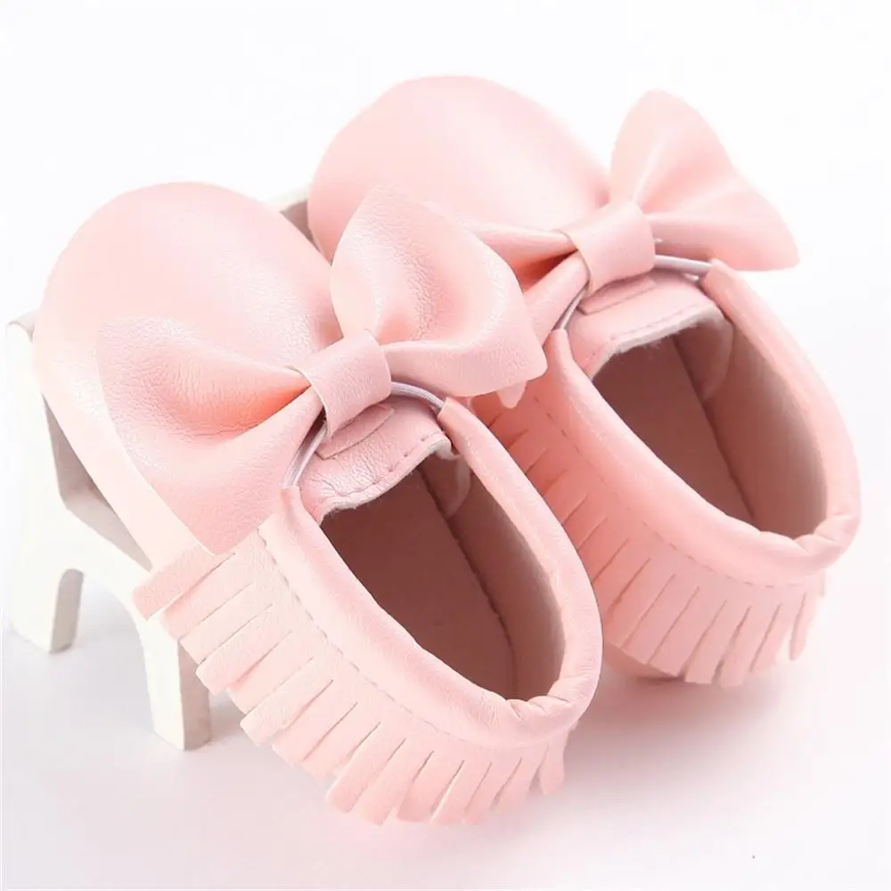 Baby Bow Shoes-P НОВАЯ РОЖДЕСТВЕНСКАЯ обувь с блестками для новорожденных и маленьких девочек; обувь с кисточками и бантиком; нескользящие кроссовки для детей 0-24 месяцев - Цвет: Baby Bow Shoes-P