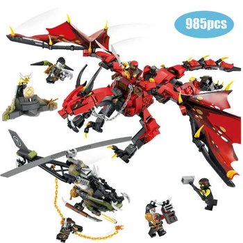 

Compatible lepining Ninjagoes Movies Set Flame Spys Shadow Dragon Ninjagoes Building Blocks Bricks Toys Children Gift