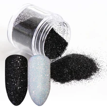 1 pçs prego brilho pó pó brilhante branco preto flocos pigmento gel unha polonês lantejoulas para decoração da arte do prego manicure be26/48(China)