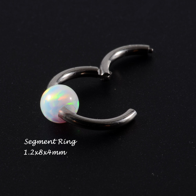 Surgical Steel Opal Stone Nose Stud Septum Clicker Rings Lip Ear Tragus Cartilage Helix Lobe Earrings Piercing Body Jewelry