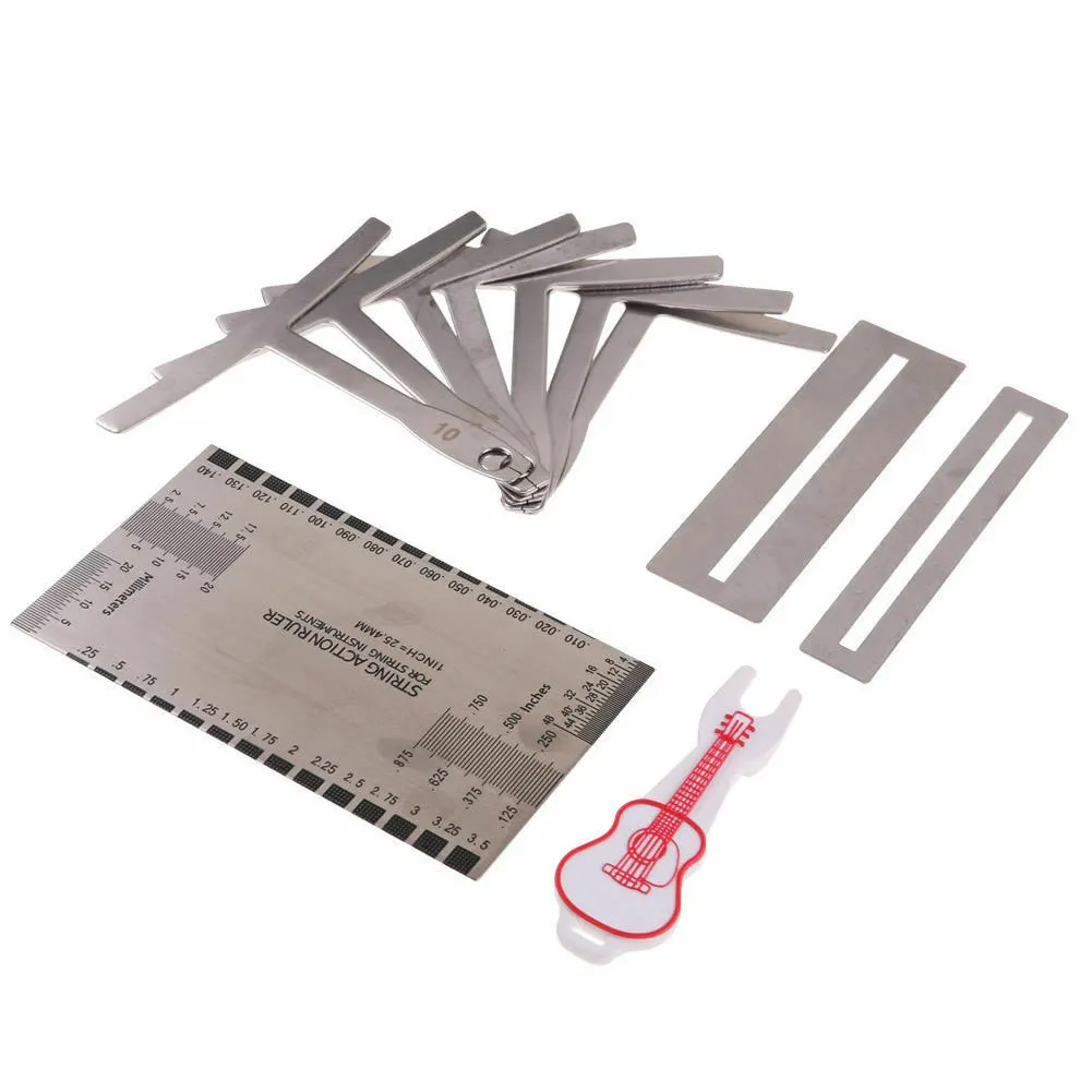 

9pcs Guitar Bass String Luthier Tool Musical Instrument Acoustic Radius Gauge Set Electric Understring Ruler Bridge Setup Repair
