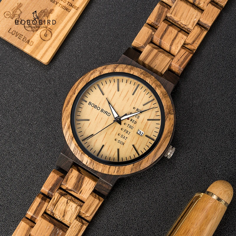 Miglior BOBO UCCELLO LO26 1 2 Degli Uomini Orologi Da Polso Movimento Al Quarzo Completo Vigilanza del Calendario Settimana di Visualizzazione di Modo Erkek Kol Saati