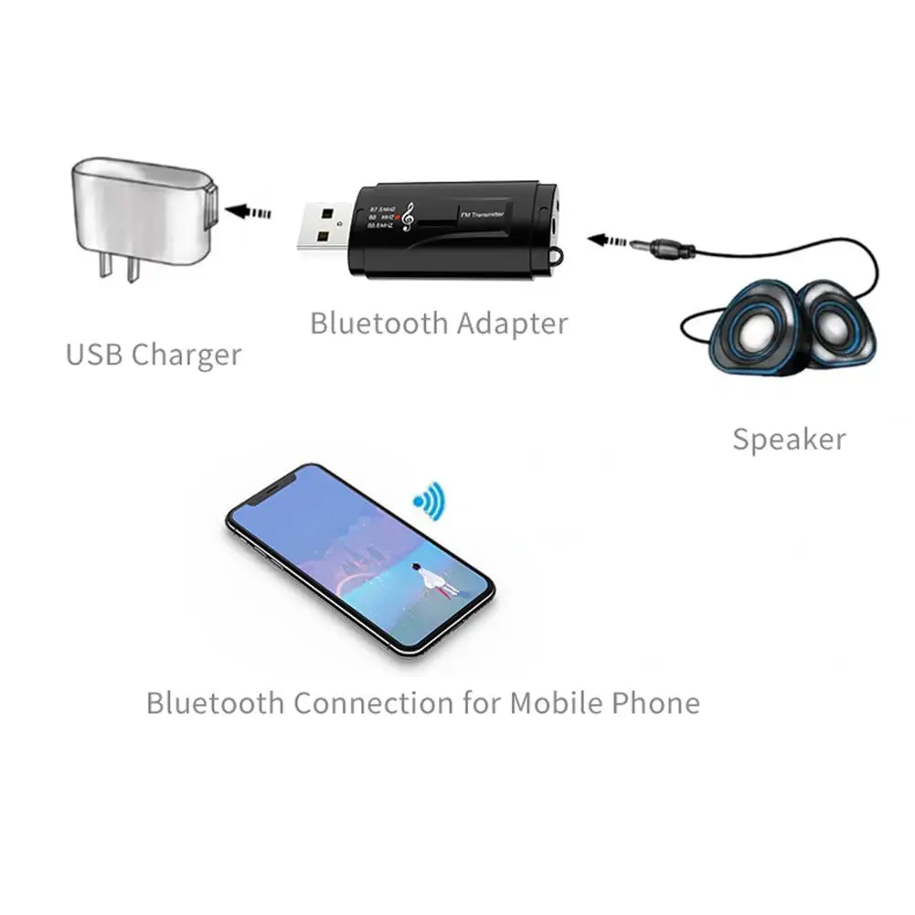 USB автомобильный портативный приемник Bluetooth адаптер легкий аудио fm-передатчик беспроводной адаптер Встроенный микрофон Bluetooth приемник