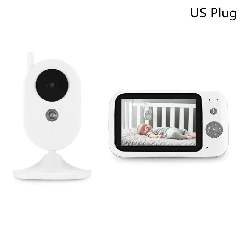 US Plug CYSINCOS Новое поступление 3,5 дюймов беспроводной видео детский монитор безопасности Высокий цифровой контроль сна 2 способ температуры - Цвет: US Plug