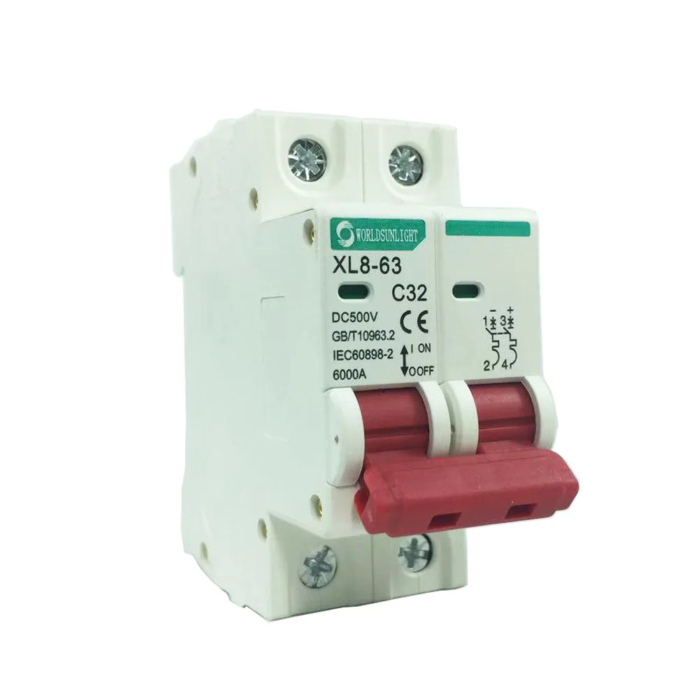 Motor Protection Miniature Circuit Breaker DC 500V MCB For Generators Solar 16A 32A 25A 40A 50A 63A