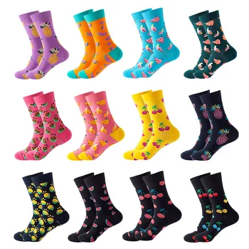 

New Ladies Winter High Quality Compression Stockings Kawaii Happy Cute Fruit Pineapple Banana Hip Hop Couple Sock Christmas Gift