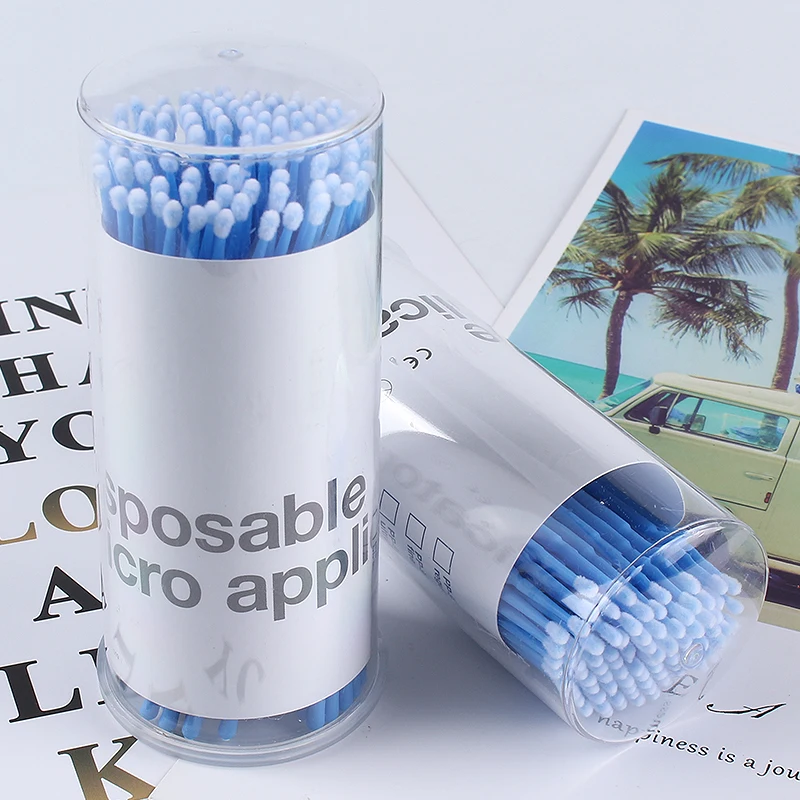 100Pcs/box Cotton Swab Individual Eyelash Grafting Extension Kit Lash Cleaning Removing Stick Durable Micro Makeup Tool