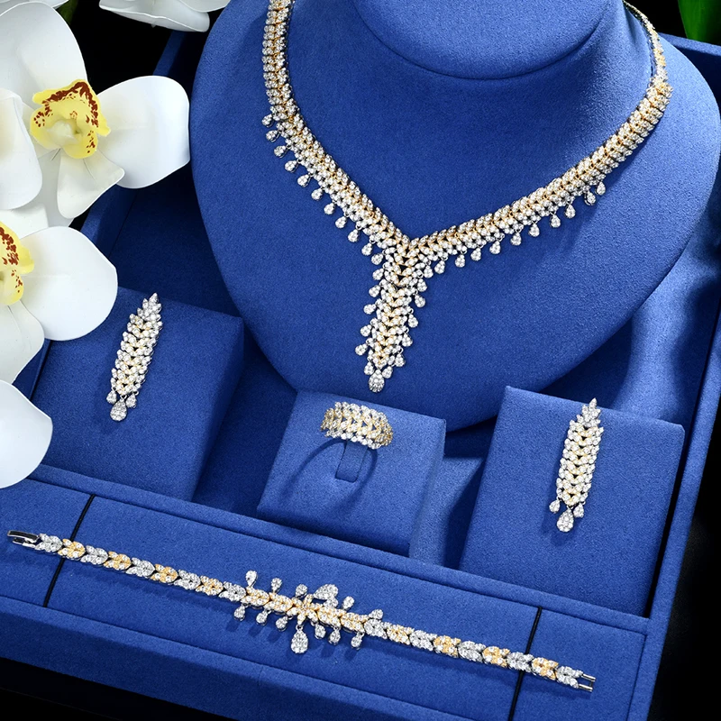 Be 8 Gorgeous 2 Tones Jewelry Set AAA Cubic Zircon Wedding Earring Necklace for Lover Brides Popular Gift S501 | Украшения и