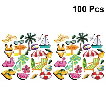

100Pcs Beach Themed Cartoon Stickers Guitar Draw-Bar Box Decals Guitar Cellphone Sticker