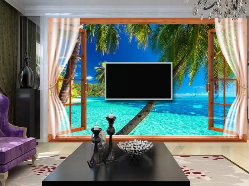 Стиль 3d обои для дома 3D HD Настенные обои 3D Lsland морской пейзаж Walpaper для комнаты Фотообои