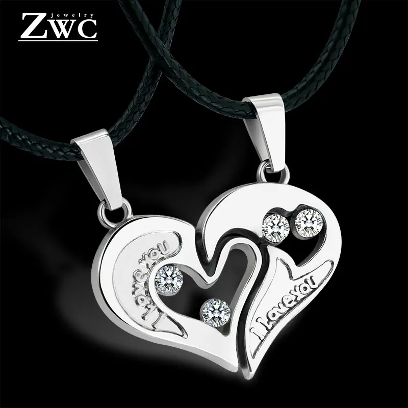 ZWCX 2 шт./компл. половина Стразы в форме сердца, любовь кулон Цепочки и ожерелья s кольца дружбы Подарочные Кольца для пары добрый друг, сплав, пара, Цепочки и ожерелья подарок - Окраска металла: Silver