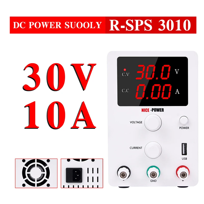 Импульсный R-SPS3010 переменный скамья DC источник питания лаборатория регулируемый ток стабилизатор 30 в 10а мощность USB поддержка