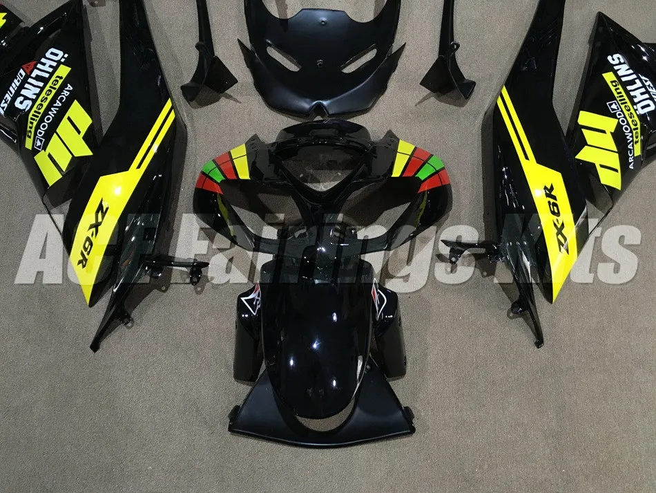 Литья под давлением ABS обтекатель комплект подходит для Kawasaki Ninja ZX6R 2009 2010 2011 2012 Обтекатели ZX-6R 09, 10, 11, 12, стильные изготовленные на заказ