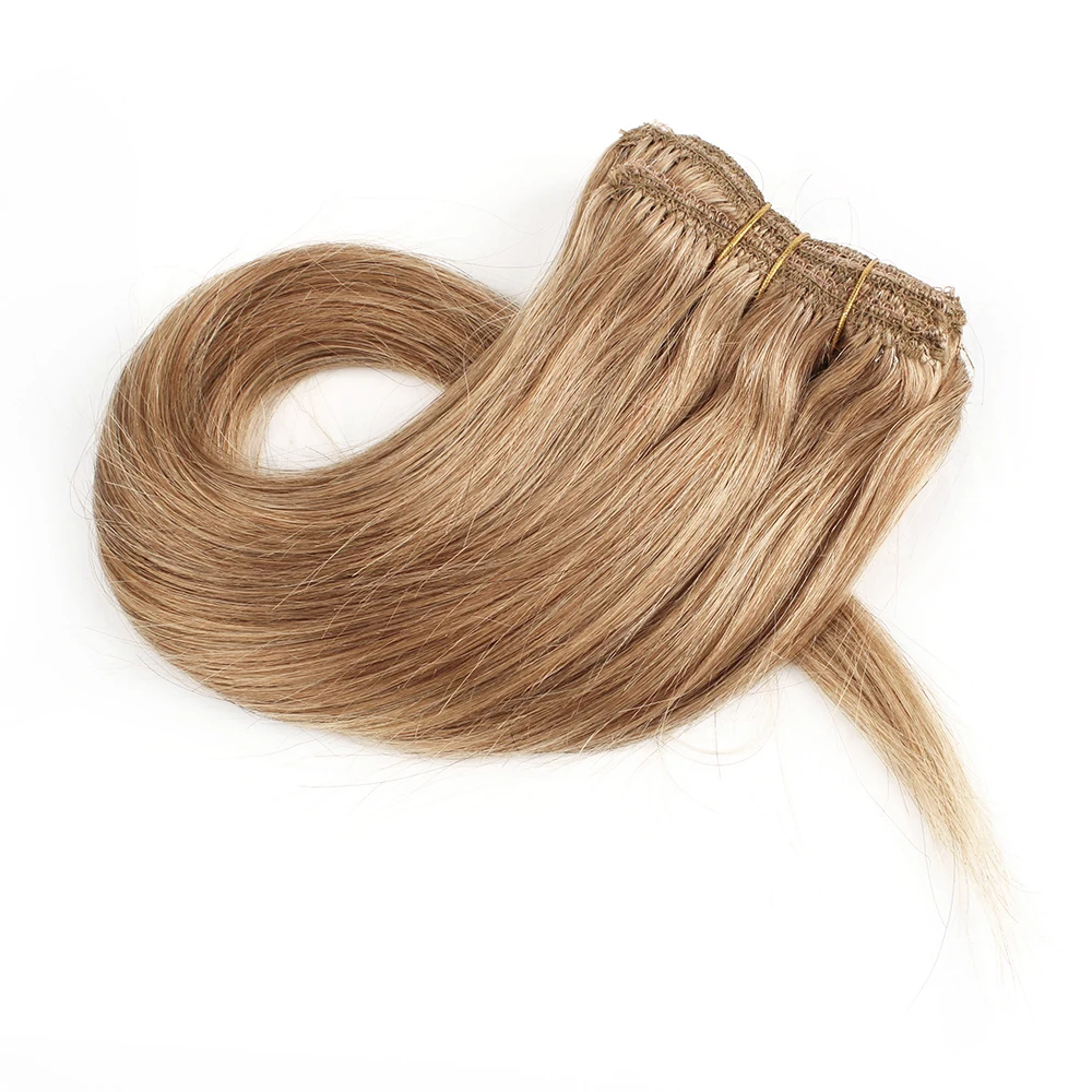 Mogul, человеческие волосы на заколках для наращивания, цвет 8, пепельный блонд, темно-коричневый, прямые человеческие волосы, 1 комплект, индийские не Реми волосы для наращивания