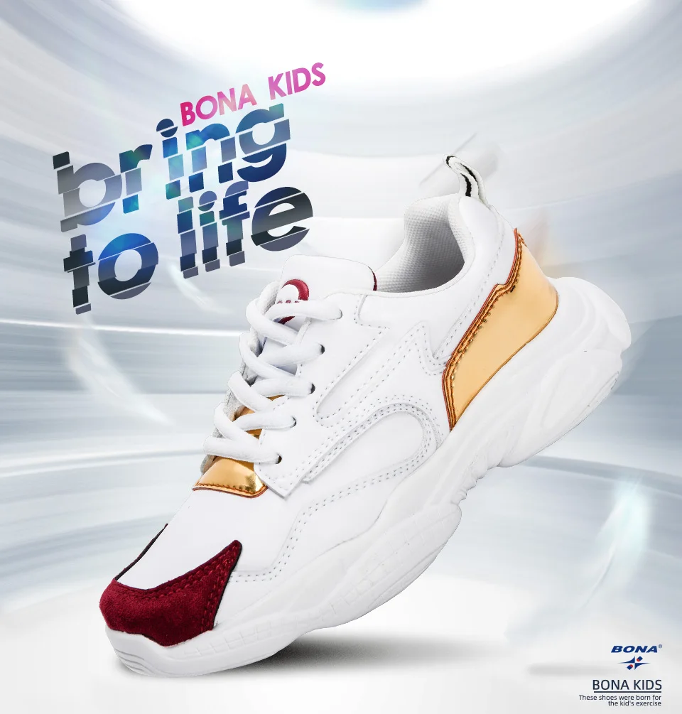 BONA 2020 New Designers Trendy Children Sneakers Sport Shoes Child Leisure Trainers Casual Footwear Kids Outdoor WAlking Shoes