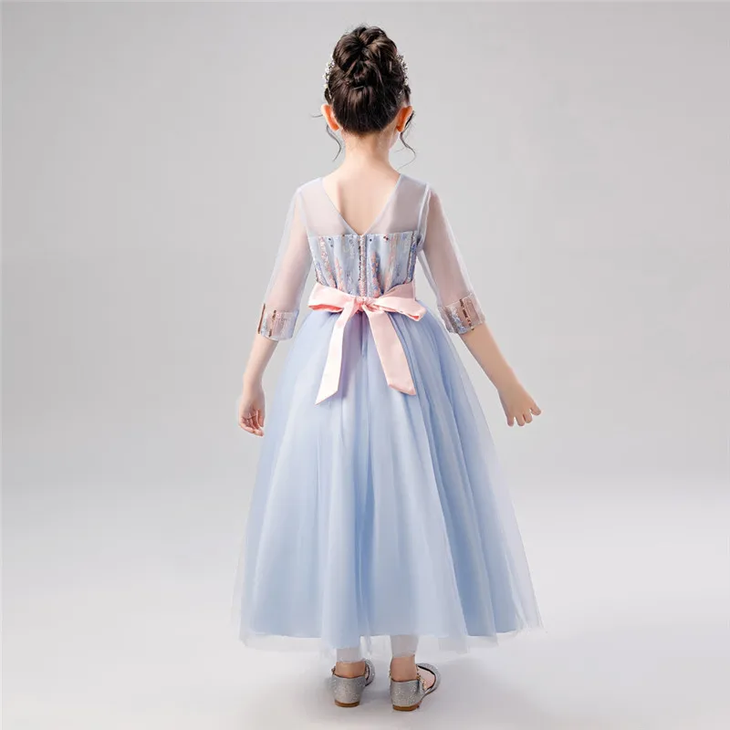 Girls formal dress Floral Kids Girls Princess Bridesmaid Pageant Gown Birthday Party Wedding Dress vestido robe fille #4O29 (11)