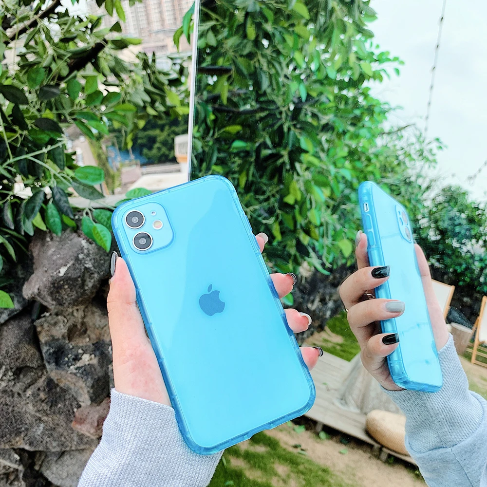 Colorful Transparent Shockproof Frame Phone Case for IPhone 11 Pro X XS XR Max 10 8 7 6 12 Plus Soft TPU Protection Back Cover