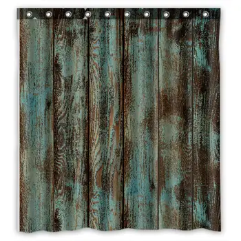 

Bathroom Curtain Set with 12 Hooks Rustic Old Barn Wood Pattern Shower Curtains Fabric Bath Curtain Bathroom Decor 72" x 72"