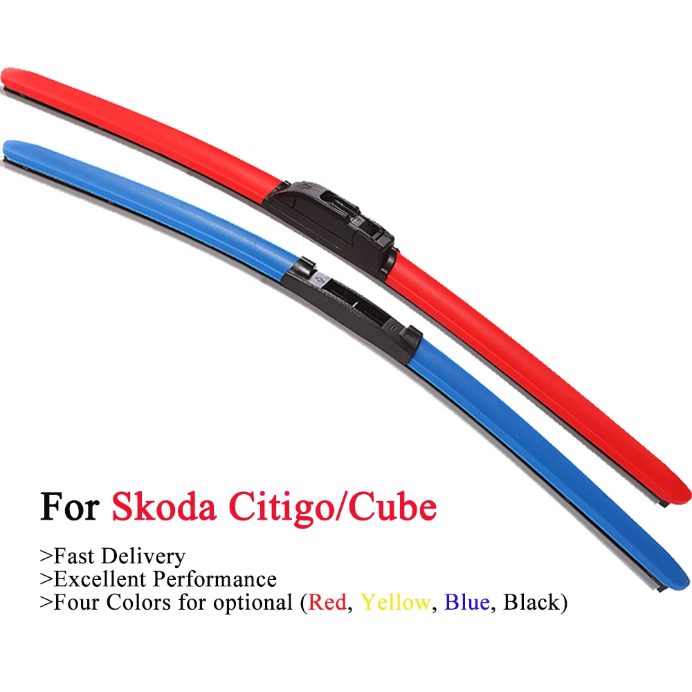 

HESITE Colorful Wipers For Skoda CITIGO CUBE Car Accessories 2012 2013 2014 2015 2016 2017 2019 2020 Car Hybrid Wiper Blades Red