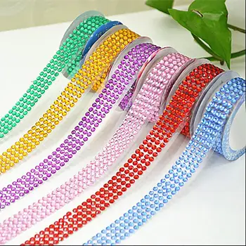 

Craft Sticker 6 Colors Self-Adhesive Acrylic Tape Rhinestones Scrapbook Craft Tape Bling Decoration School Office Tape Gift