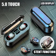 V5.0 movimento tws bluetooth fone de ouvido sem fio bluetooth display led com microfone 2000mah power bank fone de ouvido