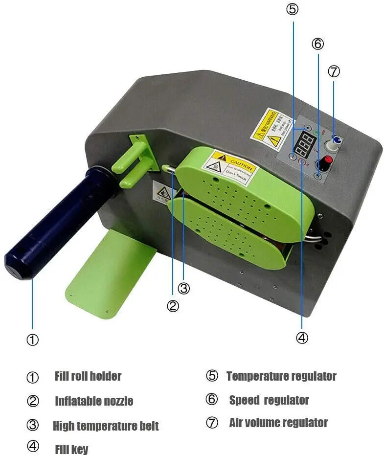 Air Cushion Machine Portable 12 M/Min Speed Air Bubble Wrap Making Machine Air Pillow Maker Inflatable Packaging Machine for Film Types in Various Widths Air Cushion Machine Portable 12 M/Min Speed Air Bubble Wrap Making Machine Air Pillow Maker Inflatable Packaging Machine for Film Types in Various Widths