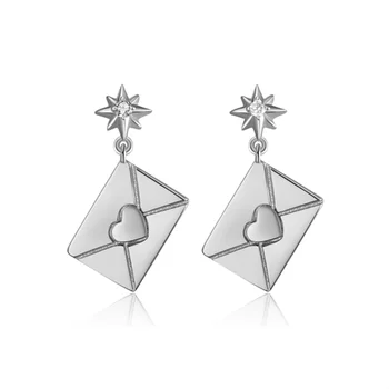 

S925 Sterling Silver Earrings Personality Charm Temperament Love Book Earrings Birthday Gift