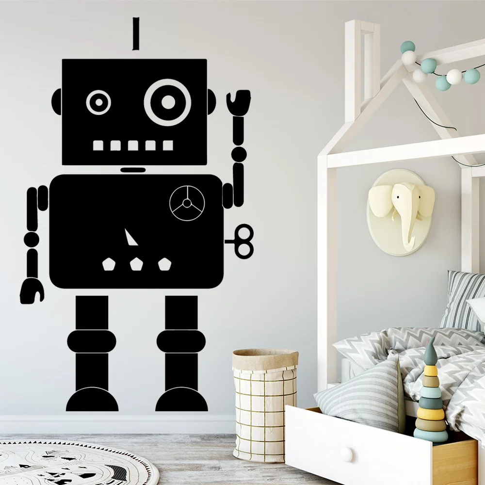kaos Bliv Lydighed Cute Robot Wall Sticker House Decoration Accessories For Baby Kids Rooms  Decor Wall Decals for boys gift - AliExpress