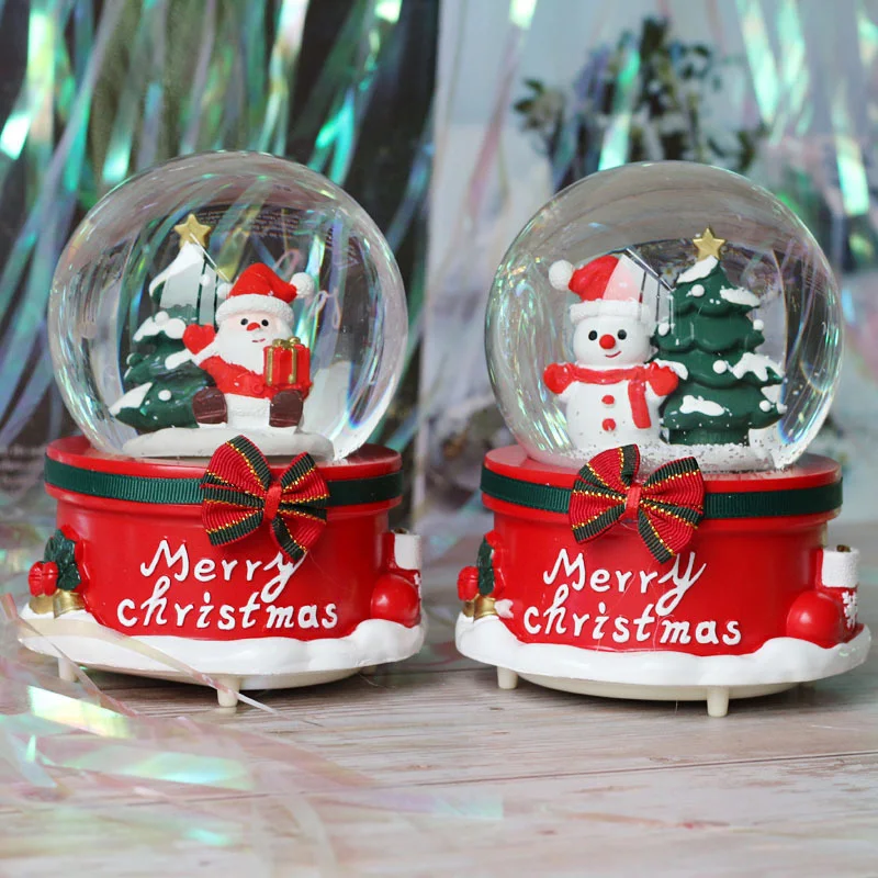 Rotating Music Box Creative Christmas Santa Claus Snow Globe Crystal Ball Christmas Decoration For Home Decoration Accssories