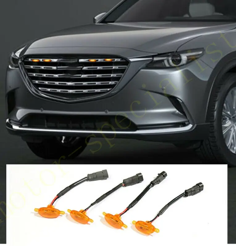 

Подходит для Mazda CX-9 2021-22, светодиодный автомобильный передний бампер, решетка, светодиодный желтый свет, стиль Раптора, комплект освещения, декор с проводом, скорость