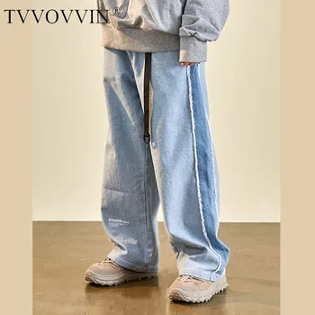 

TVVOVVIN 2020 New Spring Casual Jeans Woman Cowboy Female Loose Streetwear Stitching Denim Hit Color Washed Trousers ZA3058