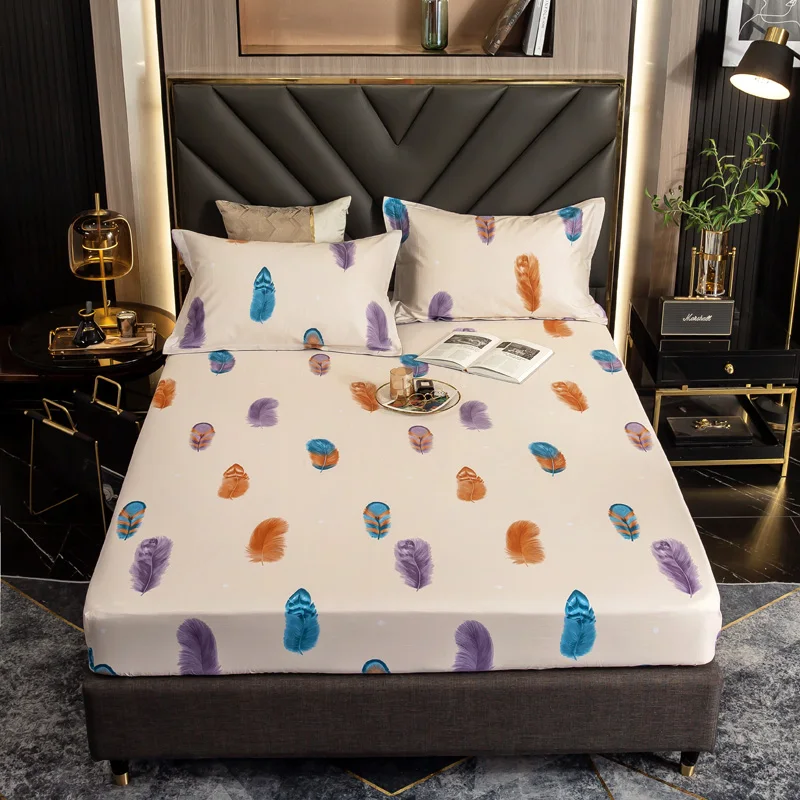 Printing Fitted Sheet Cotton Mattress Cover 90x200cm Bed Sheets With Elastic Band Double Queen Size Bedsheet | Дом и сад