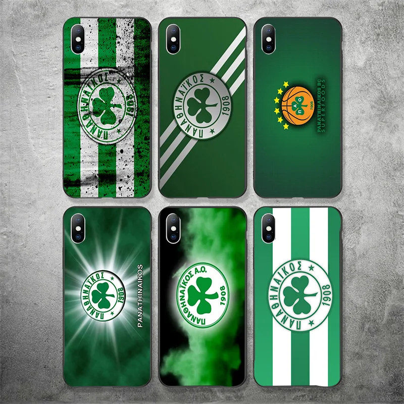Phone Case Macheda For iphone DIY Panathinaikos FC Black Soft TPU iPhone 11Pro X XR XS MAX 7 8 7plus 6 6S 5S SE 5 | Мобильные