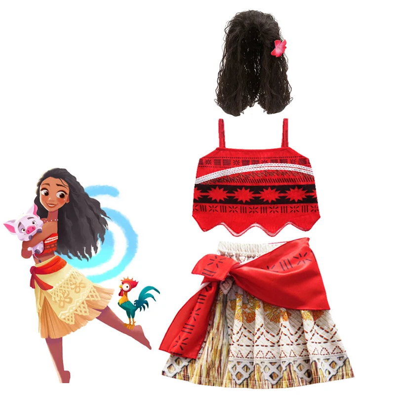 Детская одежда для девочек; платье принцессы для костюмированной вечеринки; Детский карнавальный костюм с моаной для девочек; платья с ожерельем; Комплект для девочек с изображением поросенка и цыпленка