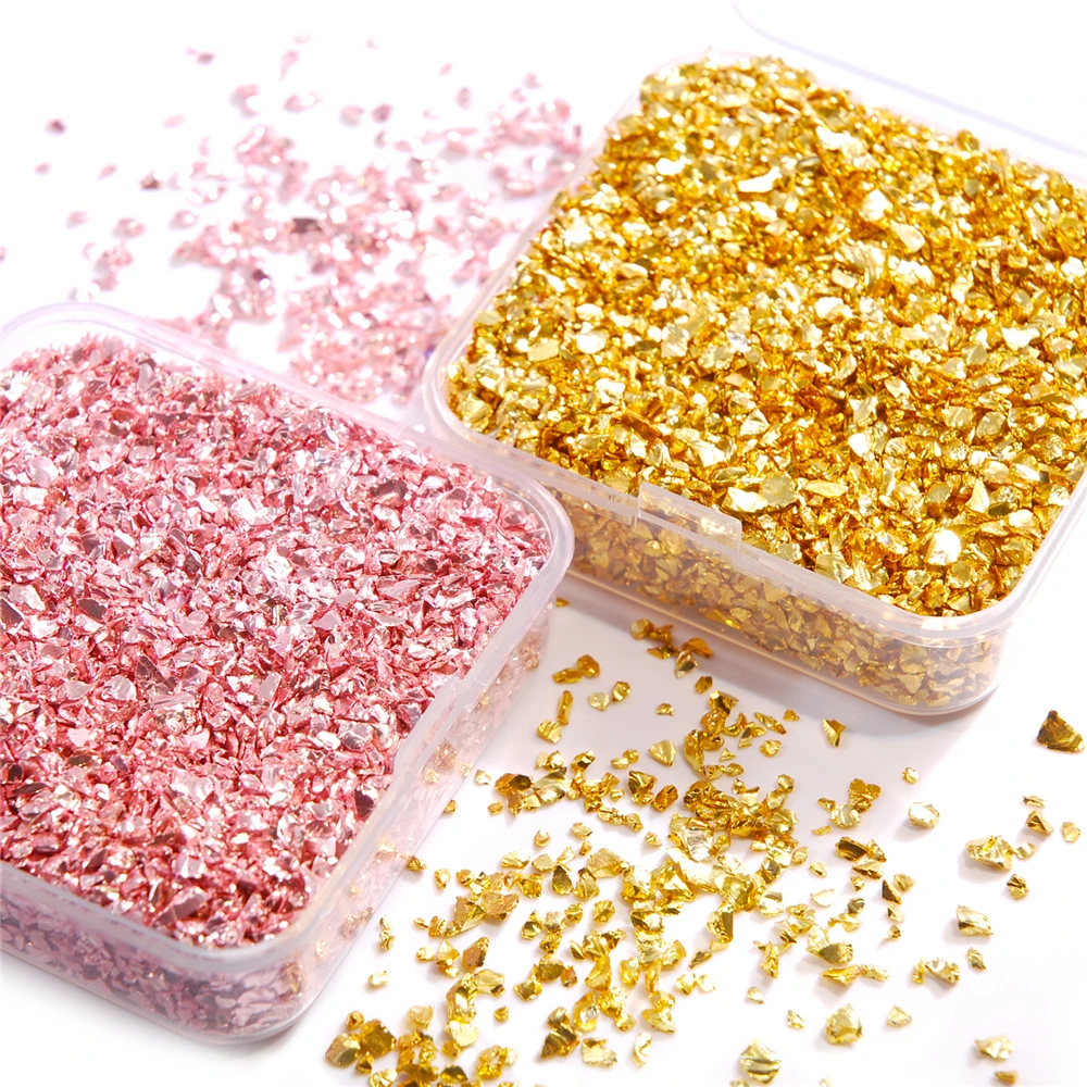 Fake Gold Stone Flakes Metallic Glass Glitter Sprinkles Resin