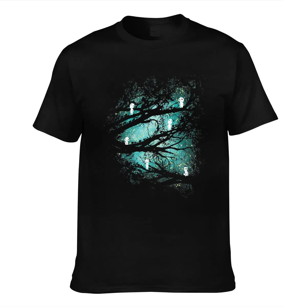 

Sizes Birthday Gift Tee Shirt Princess Mononoke Kodama T-shirt, Studio Ghibli Anime Men's All Print Casual Cotton Short O-neck
