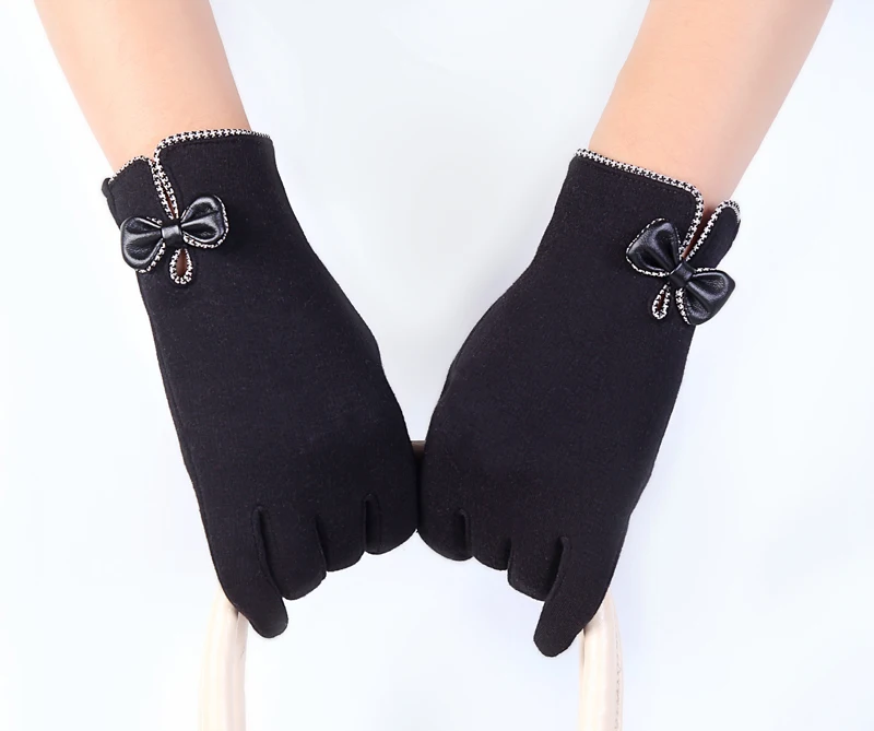 Elifashion новые женские теплые Solft перчатки сенсорный экран варежки толстые плюшевые наручные короткие бархатные женские перчатки для вождения с бантом