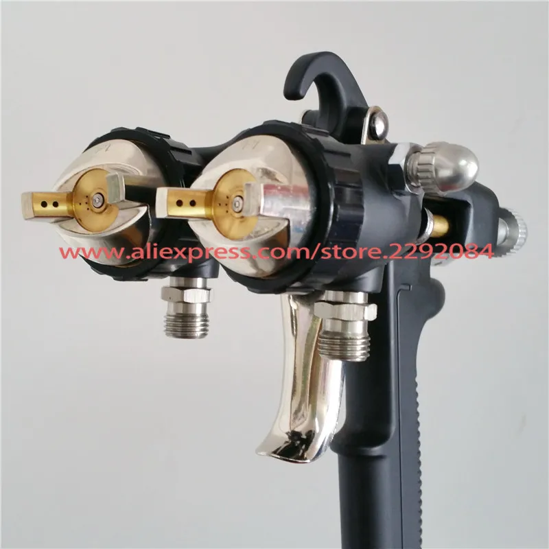 nano chrome painting dual head pneumatic sprayer hot on sales double nozzle spray gun (5)