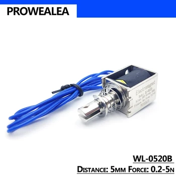 

Solenoid Electromagnet Push Pull Type WL-0520B 5V 6V 12V 24V Thrust Force 0.2-5N Open Frame Linear Solenoid Electric Magnets
